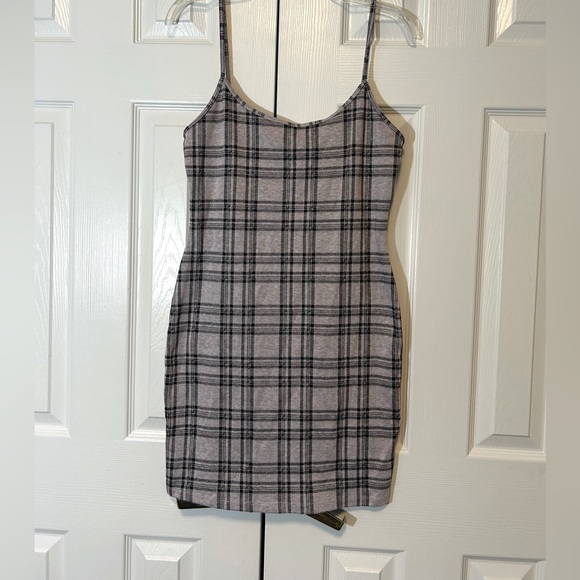 Mini Dress Popular21 Lavender and Black Bodycon Plaid Stretch Large - Picture 1 of 12